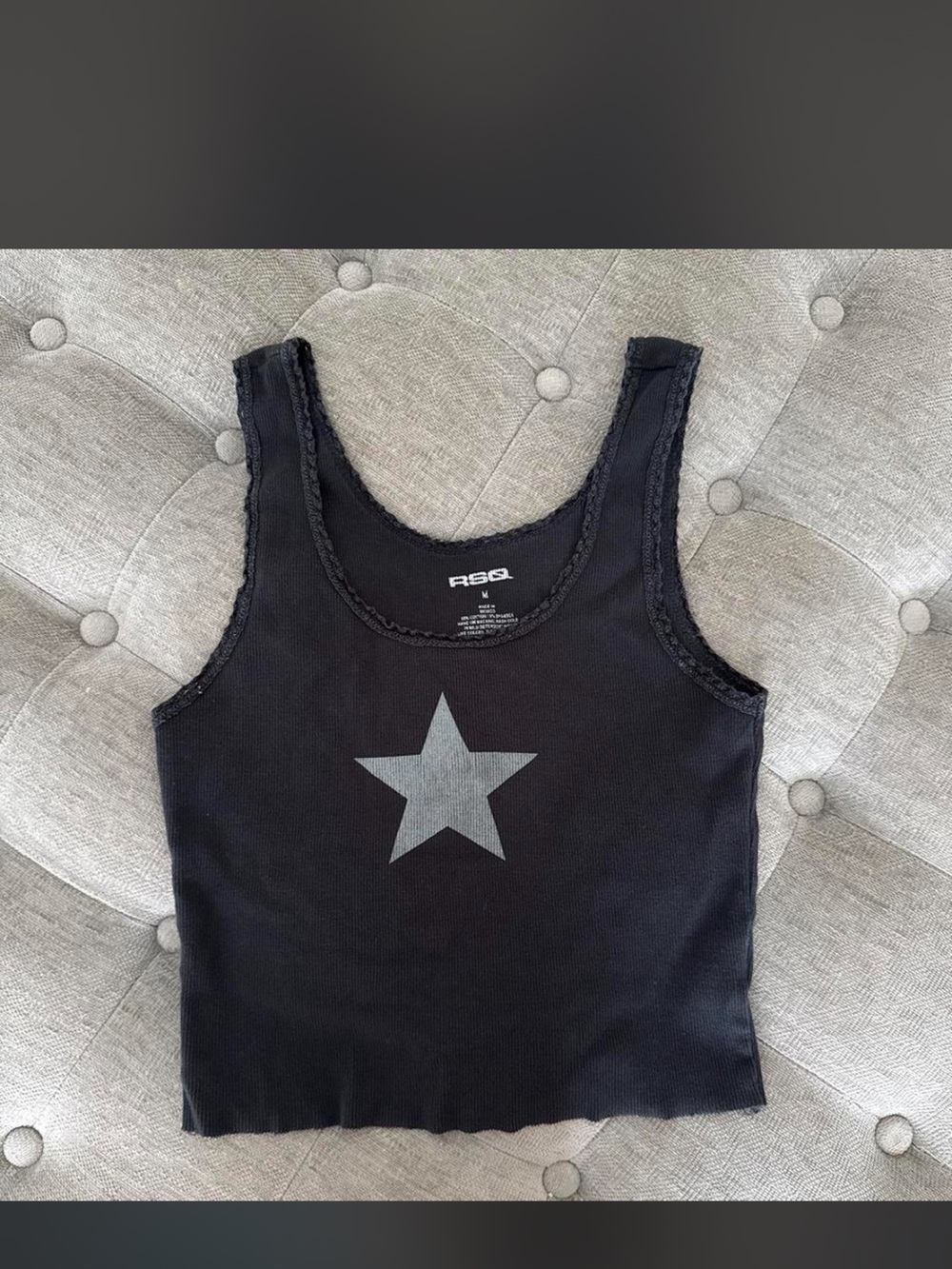 RSQ BLACK TANK TOP WITH SILVER STAR ⭐️ SMALL